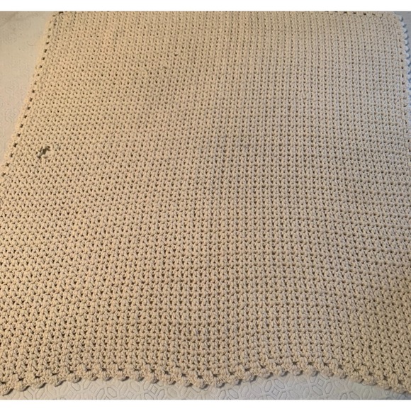 Handmade Other - Handmade Knit Blanket Throw Cream Color Fair‎ Condition